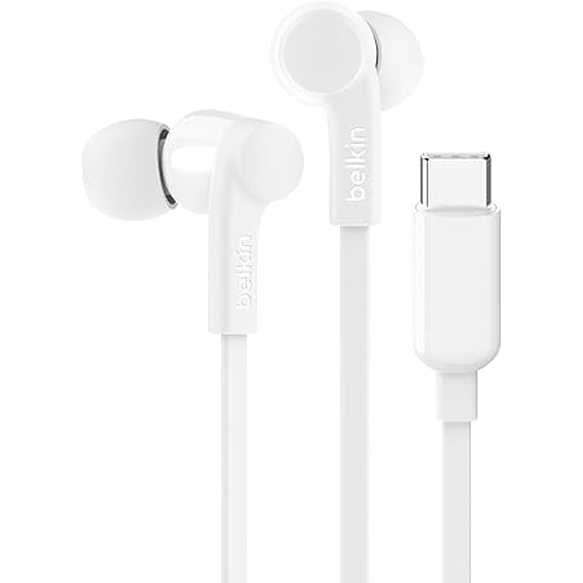 Belkin SoundForm Wired Earbuds with USB-C Connector, in-Ear Earphones w/Microphone - Headphones for iPhone 16, iPad Mini, Galaxy S24, Android, Nintendo Switch 2 & More - White