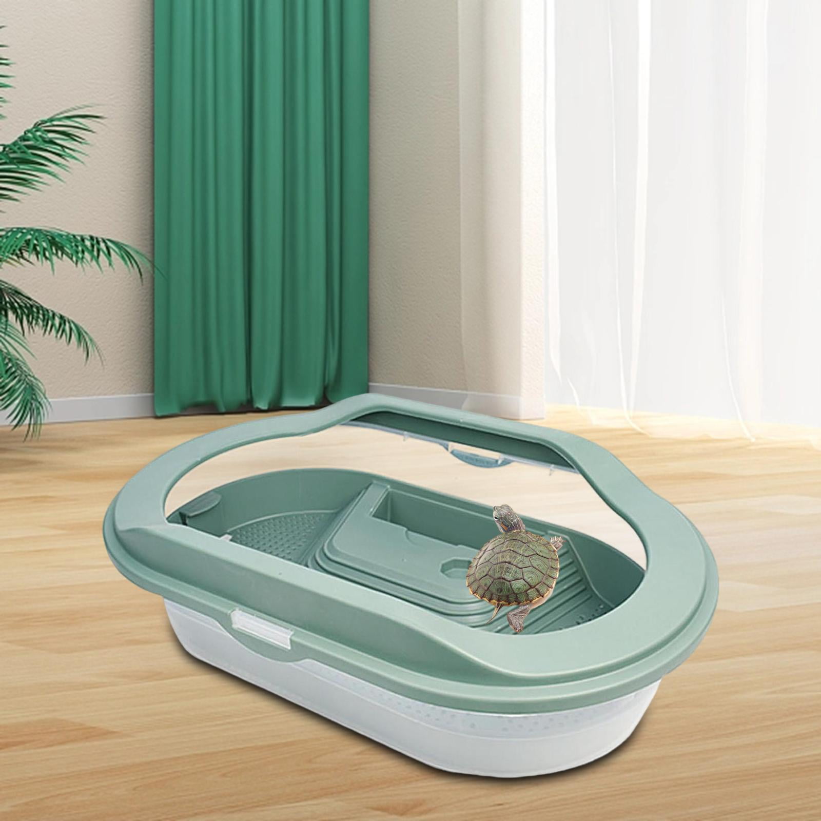 Turtle Tank,turtle tank Aquarium turtle tank Reptile Tank,transparent reptile tank tortoise habitat,clear Reptile Terrarium Small Turtle Container,Reptile Carrier with Cover and Handle Green