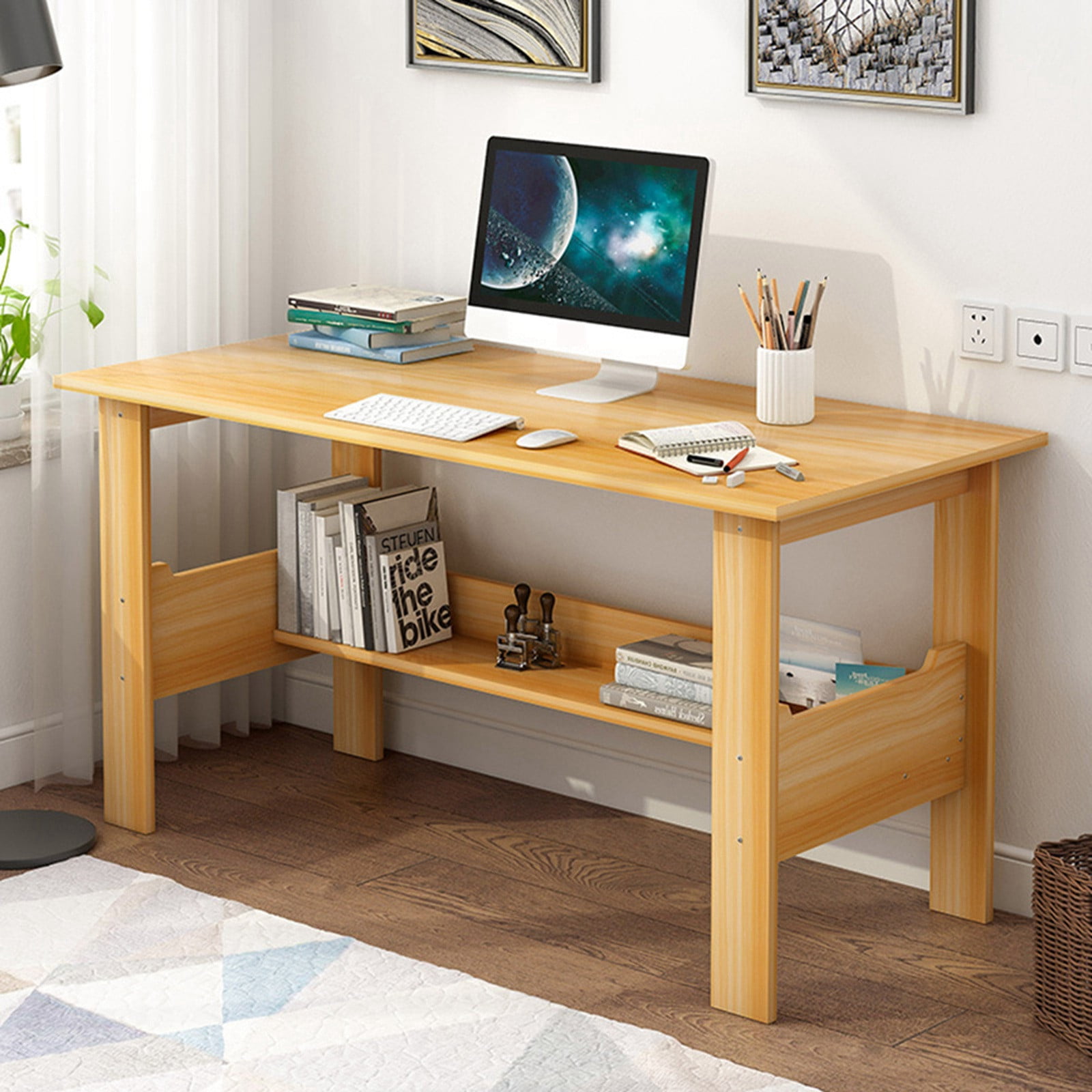 100CM Corner Computer Desk Modern PC Laptop Study Table Gaming Home Office Wood 