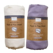Perfect Fit Pack ‘N Play Sheet 2-Pack, Fitted Sheet for Baby Playard, Natural and Lavender