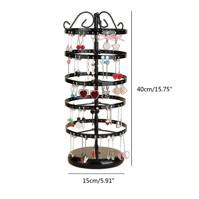 WINDLAND 5 Tier Rotating Earring Holder 220 Holes Earring Storage Display Tower Rack