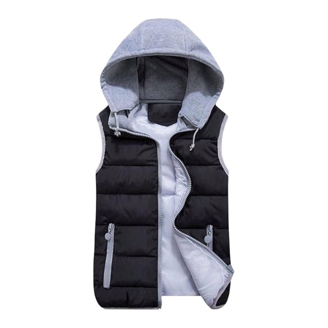 Guardurnaity Chaleco cálido abrigo cálido y elegante con chaleco cálido abrigo sin mangas con capucha abrigo de invierno chaleco elegante Camisetas sin mangas negro L