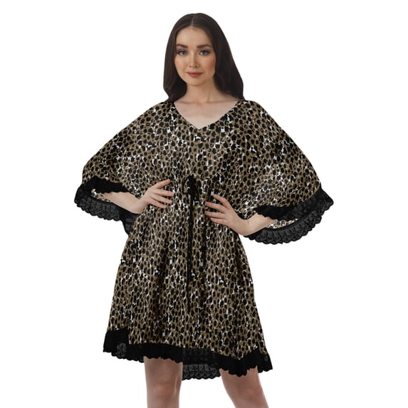 Moomaya Cover Womens Summer Dresses Plus Size Kimono Sexy Printed Mini Dress
