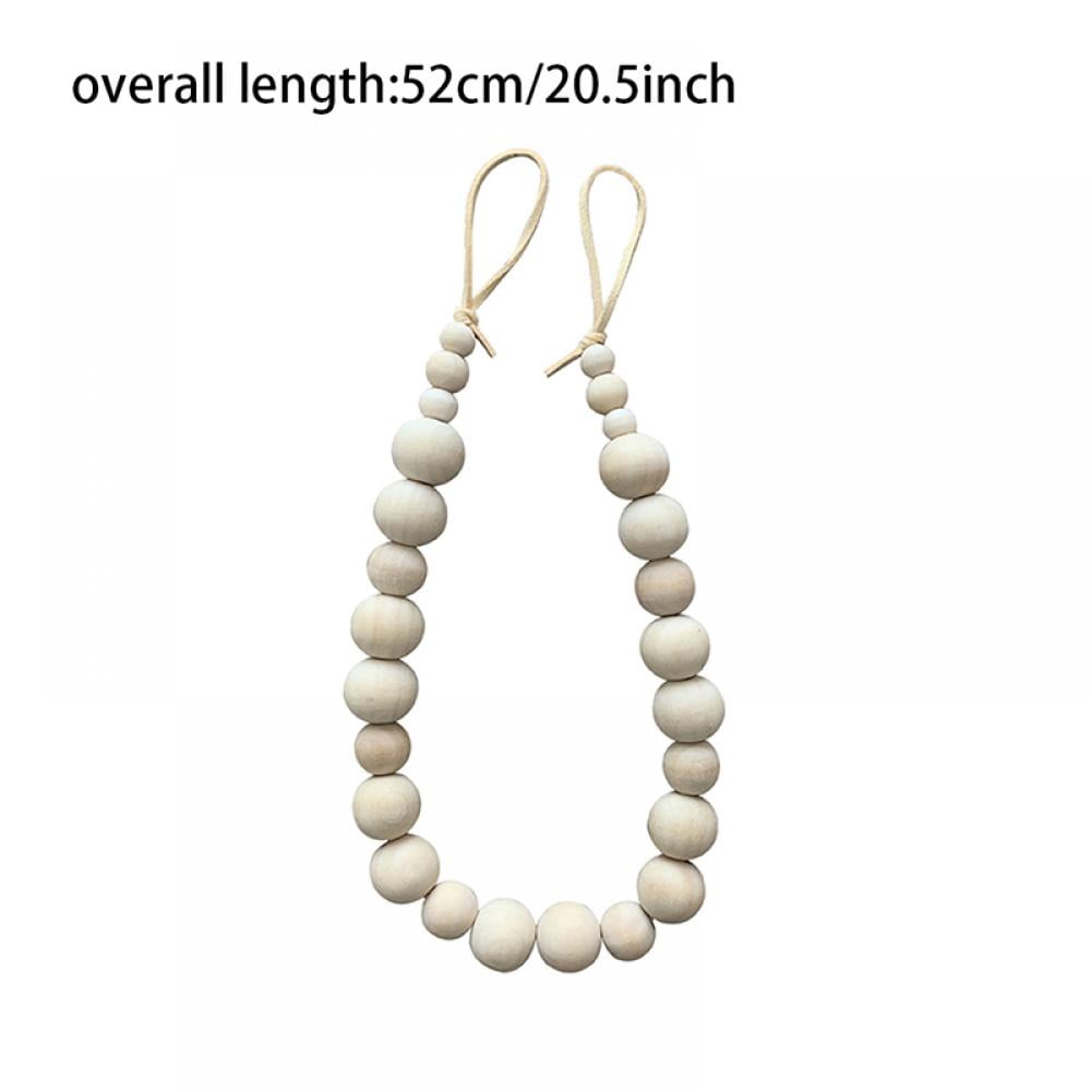Set Of 2 Curtain Tie Backs Wood Bead Curtain Hold Window Farmhouse Garland Decor Accessories Home Decoration
