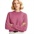 thumbnail image 5 of Sweaters for Women Cozy Crew Neck Long Sleeve Pullover Tops Sweaters Y2k Soft Lightweight Knit Sweater 2025 Hot Pink S, 5 of 5