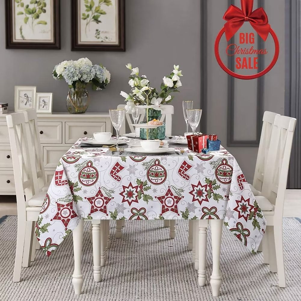 CAROMIO Christmas Tablecloth Rectangle Holiday Decoration Tablecloth ...