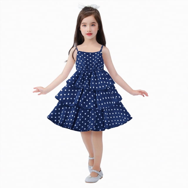 NIEWTR Robe de Jeu pour Fillette, Imprimé d'Étoiles, Vêtements d'Été, Sans Manches, Robes pour Enfants, Robe Décontractée de Plage (Bleu, 3-4 Ans)