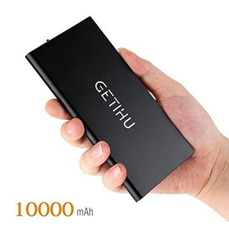 High Supply Phone Charger 10000mAh Portable Power Bank Ultra Slim LED Flashlight Mobile External Battery Backup Thin 2 USB Ports Powerbank for iPhone X 8 7 6 Plus Samsung Android Cell Phone iPad
