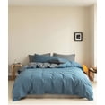 thumbnail image 1 of Nvzi Juego de sábanas, juego de sábanas y fundas de almohada, juego de cama individual, ropa de cama de hotel, decoración del hogar (azul grisáceo), 1 of 4