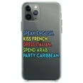 thumbnail image 1 of DistinctInk Clear Shockproof Hybrid Case for iPhone 12 / 12 PRO (6.1" Screen) - TPU Bumper Acrylic Back Tempered Glass Screen Protector - Speak English Kiss French Dress Italian, 1 of 2