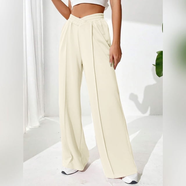 Simua Women Sweat Pants Casual Solid Color Wide Leg Lounge Pants