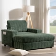 thumbnail image 2 of Aukfa 43 inch Chaise Lounge w/ 2 Cupholders, Storage Ottoman, Plush Chair Bed for Living Room, Green, 2 of 11
