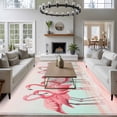 thumbnail image 4 of Pink Flamingo Area Rugs 6x9 for Living Room, Summer Tropical Flamingo Hawaii Animals Non Slip Washable Rug Runner, Low Pile Indoor Floor Carpet Mat Bathroom Rugs for Bedroom, Kids Room, 4 of 9