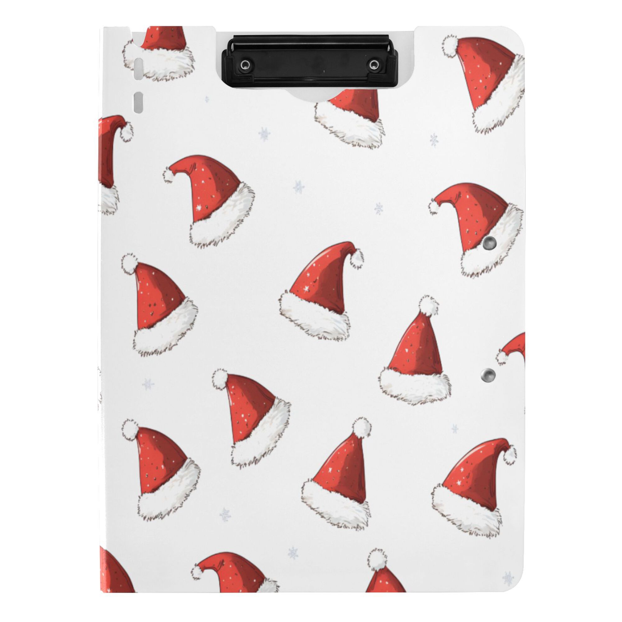 FORMRS A4 Clipboard Folder with Pen Holder Horizontal Foldable School Office Binder, Cute Santa Hats Pattern