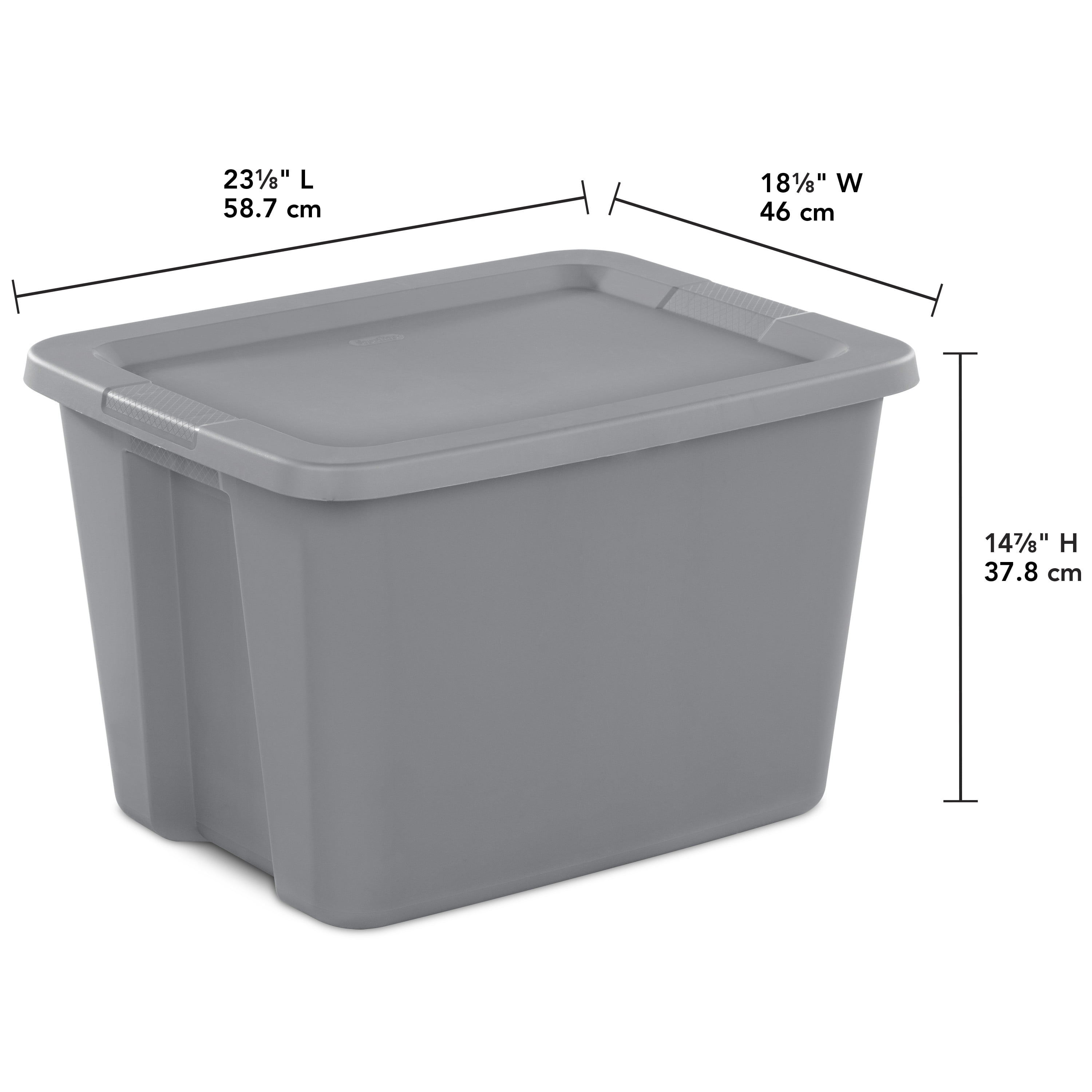 Gray Tote with Standard Snap Lid Container Storage Bin Easy 72-Quart 18-Gallon