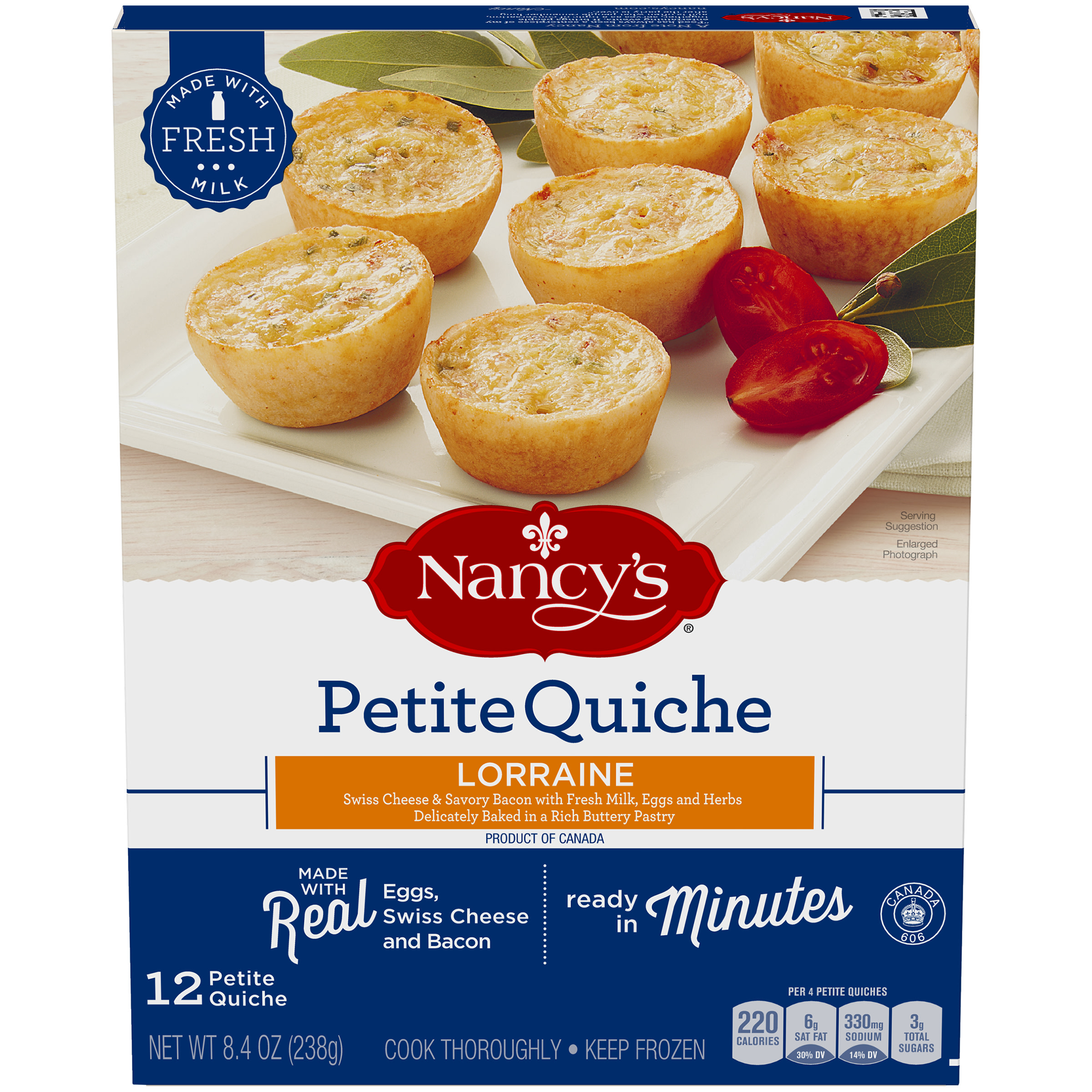 Nancy's Lorraine Petite Quiche with Eggs, Swiss Cheese & Bacon Frozen