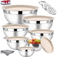 thumbnail image 1 of 7pcs Cuencos de Acero Inoxidable para Cocina - 7pcs Tazones para Mezclar + Accesorios de 3 Ralladores + 1Pcs Paño+ 1Pcs Cepillo de Limpieza, Recipientes para Ensalada,Cuencos de Mezcla (Caqui), 1 of 4