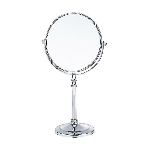 Espejo de maquillaje de siete pulgadas con aumento de 10x sobre soporte para dormitorio y baño, espejo de mesa redondo clásico independiente con aumento de doble cara 10x/1x