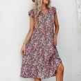 thumbnail image 2 of Ccdes Robe à Imprimé Floral, Robe à Manches à Volants Décontractée pour Fête de Vacances pour Magasinage Travail, 2 of 5