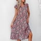 thumbnail image 2 of Vestido con cuello en V y estampado floral para mujer, vestido de verano con dobladillo suelto y transpirable, manga corta con volantes, 2 of 6