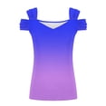 thumbnail image 4 of Blouses pour Femmes, Blouses à Col en V Mode pour Femmes, Chemises à Épaules Dénudées, Manches Courtes, 4 of 5