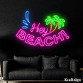 thumbnail image 2 of Craftnamesign Hey Beach Neon Sign, Beach Club Decor, Beach Lover Gifts, 2 of 4