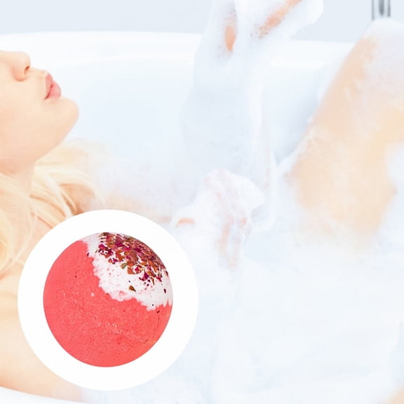 Rose Bath Bombs - 1-Pack Natural Organic Oil Bubble Bath Balls, Floating Colorful Bath Fizzies, Skin-Nourishing Bathroom Gift Box, Perfect For Christmas Thanksgiving Mother’s Day Father’s Day Winter