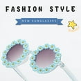 thumbnail image 3 of Tisoloow Round Flower Sunglasses for Girls Flower Shaped Cute Glasses UV 400 Protection Outdoor Beach Girl Boy Gifts Blue One Size, 3 of 7