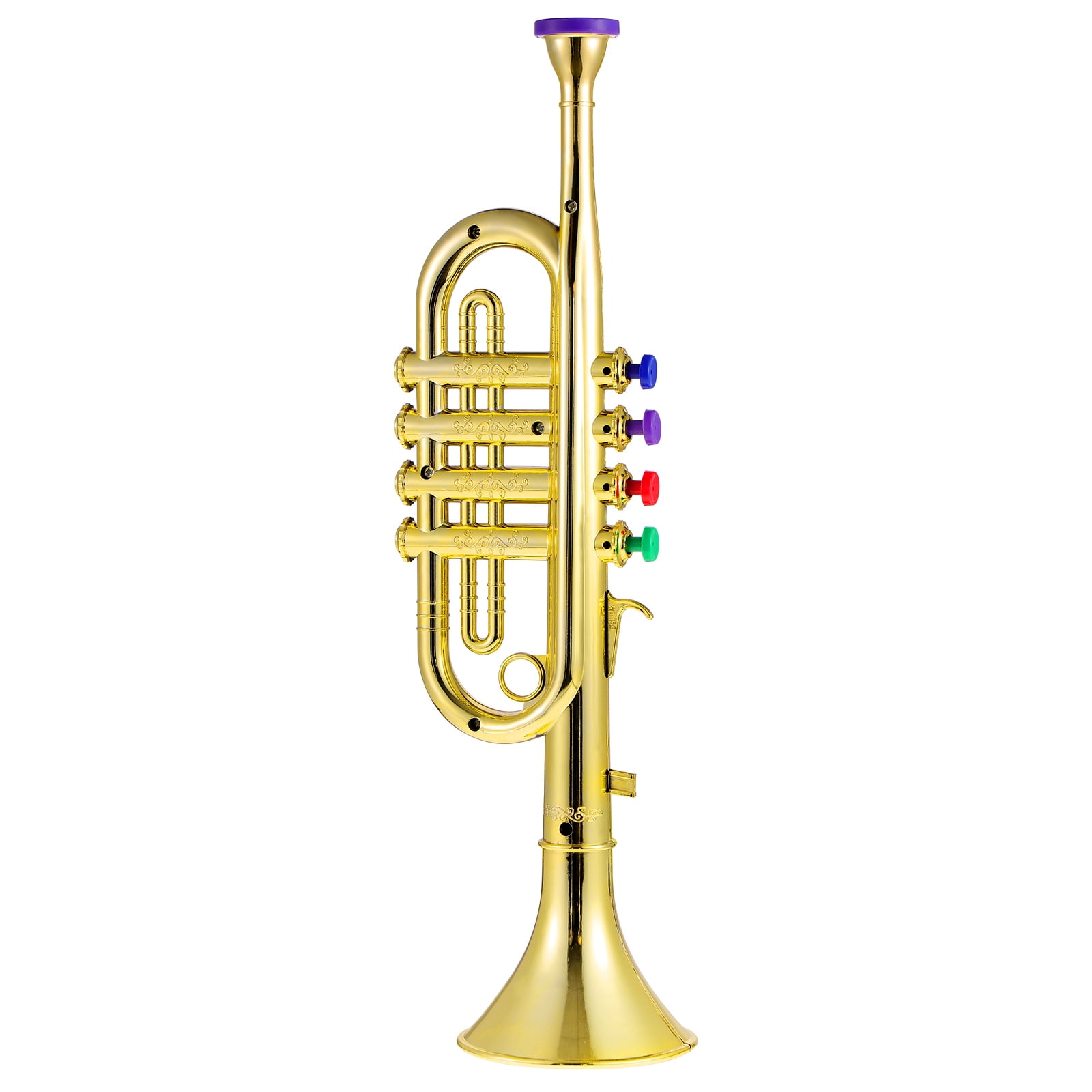 Kids Golden Trumpet Horn Wind Instrument With 3 Colored Keys Birthday Party Favor Gift Party Supply 