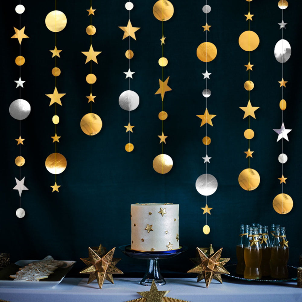 Details about   Paper Garland 4m Curtain Champagne Stars Round Mirror Wedding Decoration