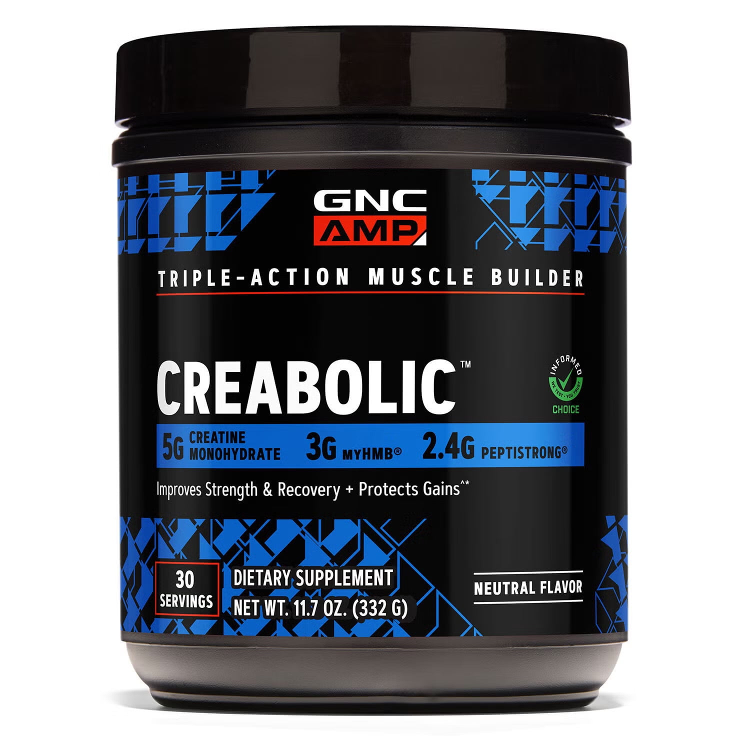 GNC AMP Creabolic, Creatine Monohydrate Powder, Unflavored, 11.7 oz, 30 Servings
