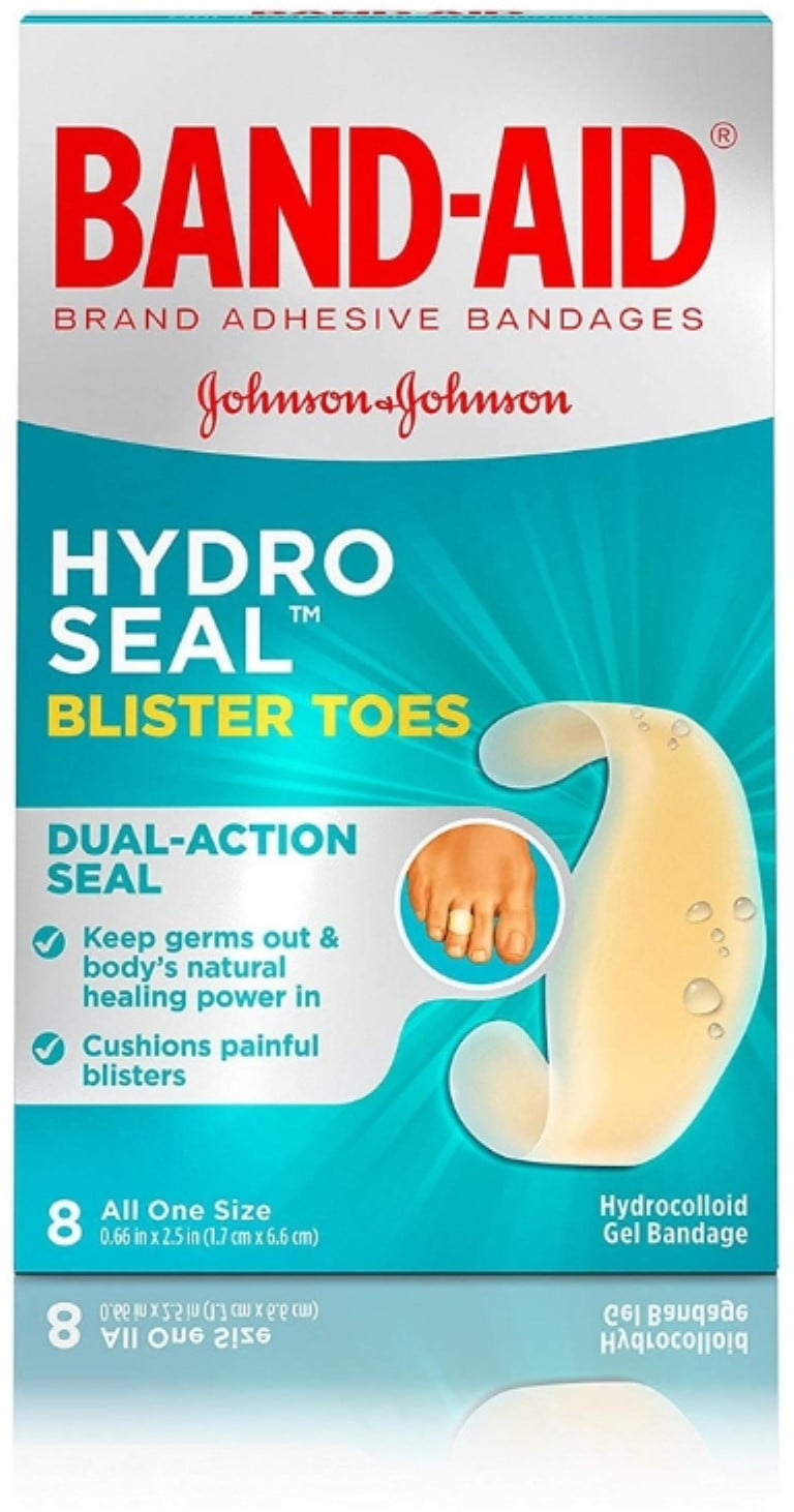 Band-Aid Brand Hydro Seal Adhesive Bandages For Toe Blisters, Waterproof Blister Pads, 8 ea (Pack of 2)