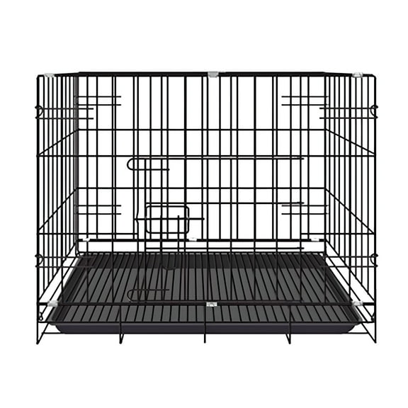LAMIRO Cat Crates for Large Cat Foldable Metal Crate, Indoor & Outdoor Small Pet Cage, Dual Door Design