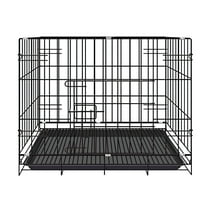 LAMIRO Cat Crates for Large Cat Foldable Metal Crate, Indoor & Outdoor Small Pet Cage, Dual Door Design