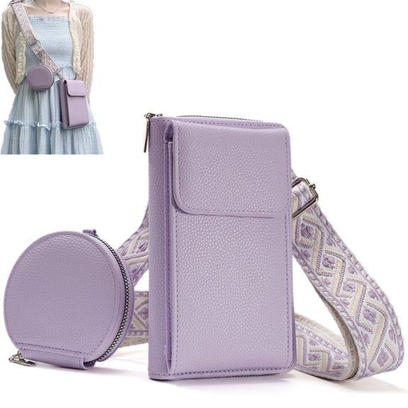 Cell Phone Bag, Cell Phone Crossbody Lanyard with Zipper Pouch: PU Leather Crossbody Phone Bags and Wallets with Strap