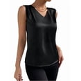 thumbnail image 2 of Xuyuer Women's Casual Fashion Solid Color V-Neck Satin Top, Chic Short Sleeve Blouse for Dinner Dates, Cocktail Parties and Spring Summer Evening Wear, 2 of 8