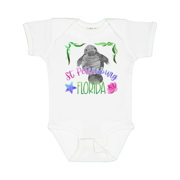 Inktastic St. Petersburg Florida Cute Swimming Manatee Boys or Girls Baby Bodysuit