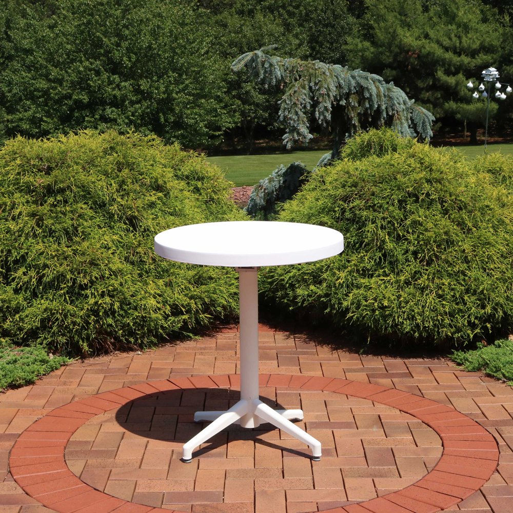 Sunnydaze AllWeather Round Plastic Patio Table Foldable Design