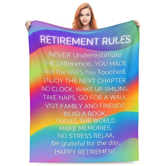 Retirement Blanket Gift, Happy Retirement Throw Blanket for Women Men, Retirement Party Decor and Gift for Coworker Teacher Nurse Mom, Cozy Home Blanket 50x40