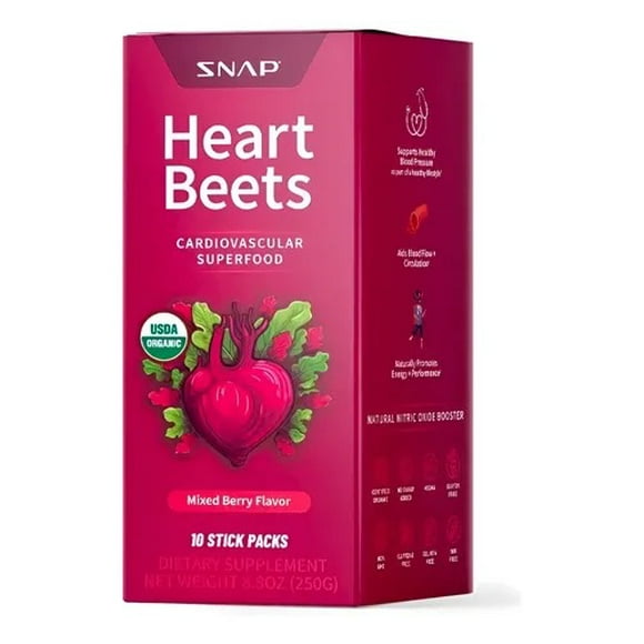 Snap supplements Heart Beets Organic Beets (Stick Packs) 10ct