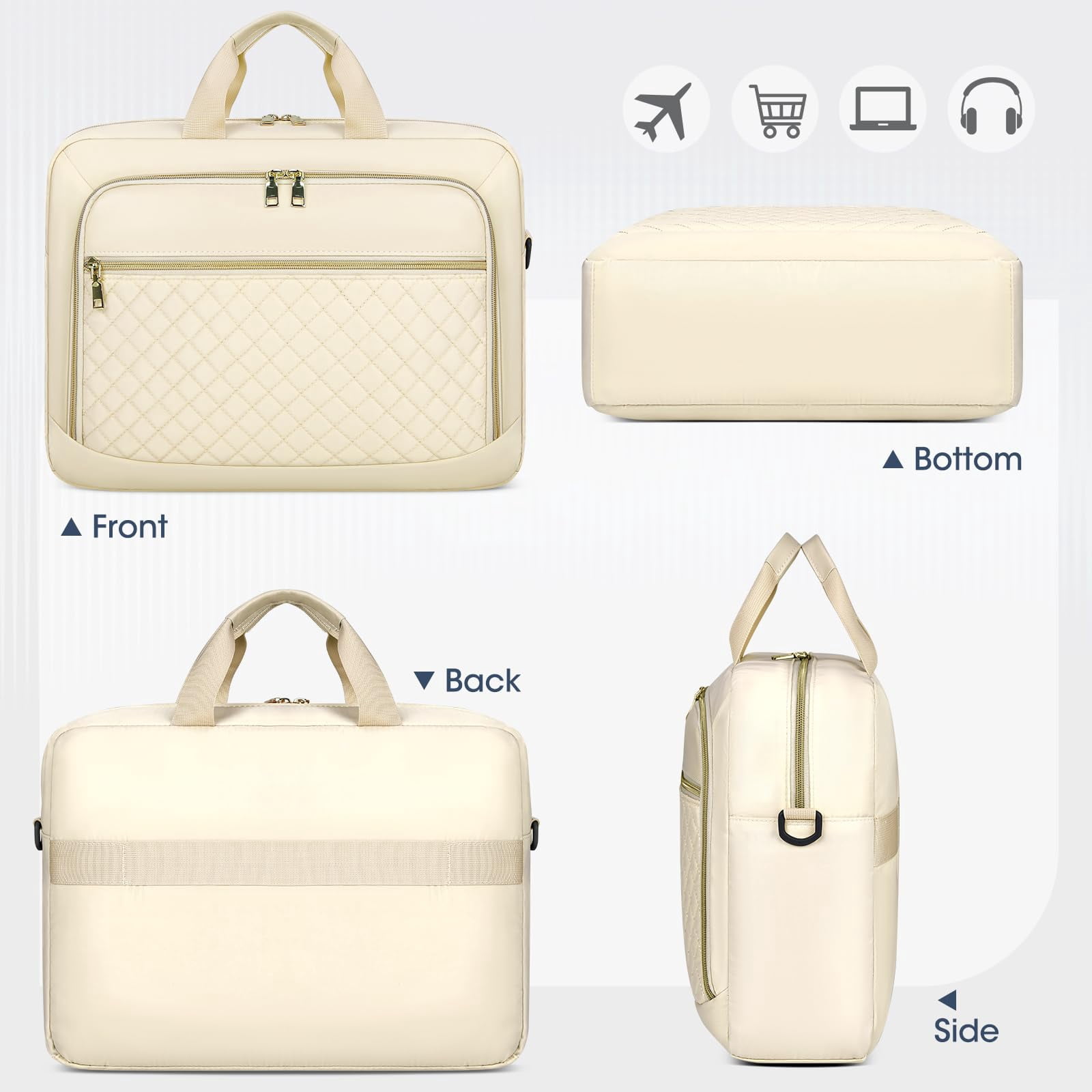 Laptop Bag 17.3 Inch Laptop Briefcase for Women Men Messenger Bag Waterproof Shoulder Large Computer Bag for Business Office Work College,Black