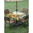 thumbnail image 4 of Outdoor Tablecloth with Umbrella Hole for Patio/Picnic/Party/Camping, Sunflowers Waterproof Table Cloth Square Cover Washable, Floral Green Leaves Bees Watercolor (60"x 60"), 4 of 8