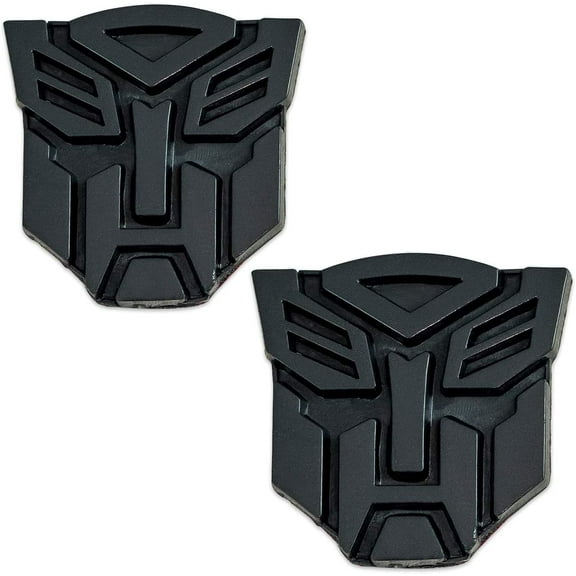 2 PCS in Set Transformers Emblem - 4" Tall for Car Autobot Sticker Pair Chrome Finish PVC Auto Emblems Transformers Autobot Car Accessories BLACK