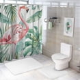 thumbnail image 7 of Orinice  Tropical Pink Flamingo Shower Curtain with Hooks, Teal Palm Leaves Modern Style Waterproof Fabric Bathroom Decor Set 71X71 Inch 69x72, 7 of 7