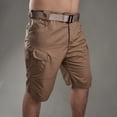 thumbnail image 3 of Men's Flex Cargo Shorts Multi-Pocket Elastic Waist Short Pants Drawstring Ripstop Straight Leg Camo Cargo Shorts Summer Work Hiking Casual Outdoor Athletic Pants,Brown 2XL, 3 of 5