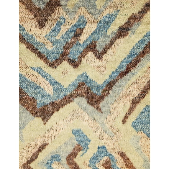Ahgly Company Machine Washable Indoor Rectangle Abstract Brown Gold Area Rugs, 8' x 12'