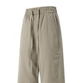 thumbnail image 5 of Mens Cotton Pants Wide Leg Baggy Pants Elastic Waist Casual Summer Beach Barrel Leg Trousers Big and Tall Size M-3XL Khaki, 5 of 5