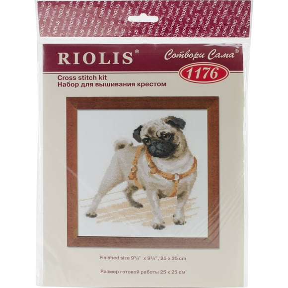 Riolis Counted Cross Stitch Kit 9.75"X9.75"-Pug Dog (14 Count)