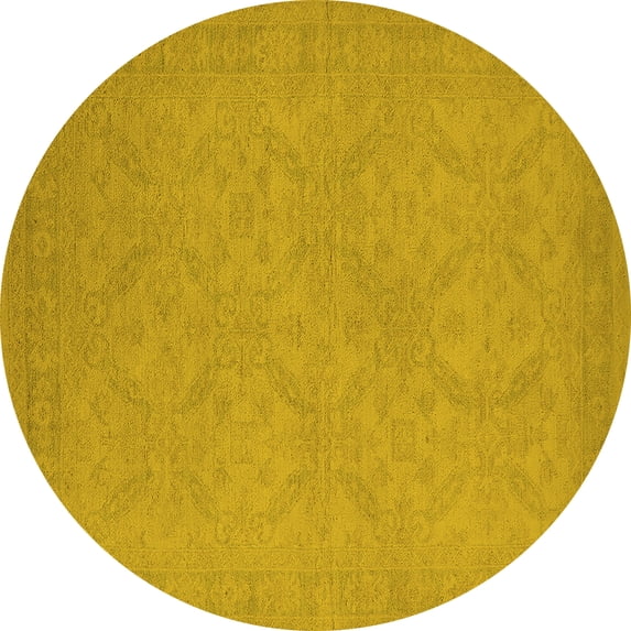 Ahgly Company Indoor Round Oriental Yellow Industrial Area Rugs, 5' Round