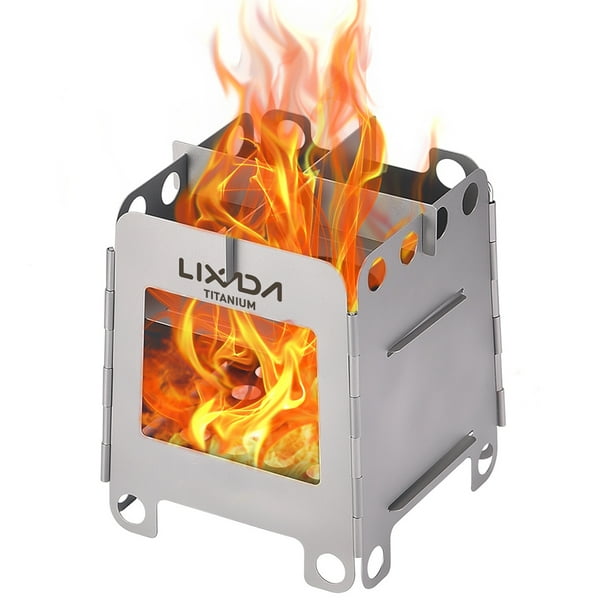 Horno de exterior Estufa de titanio portátil para acampar Lixada Estufa de leña plegable ligera Estu Lixada Horno de exterior
